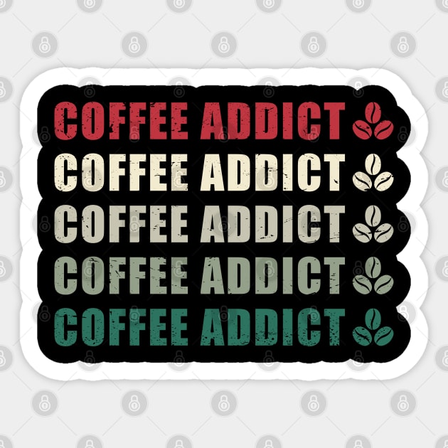 Vintage Coffee Addict Sticker by AmineDesigns